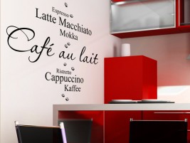 Wandtattoo Café au lait, Ristretto... mit Bohnen