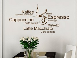 Wandtattoo Espresso, Café frappé... mit Tasse
