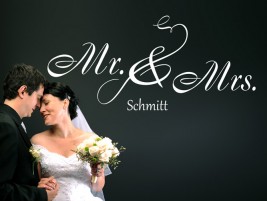 Wandtattoo Mr. & Mrs. frisch verheiratet