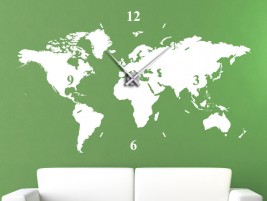 Wandtattoo Uhr Weltkarte